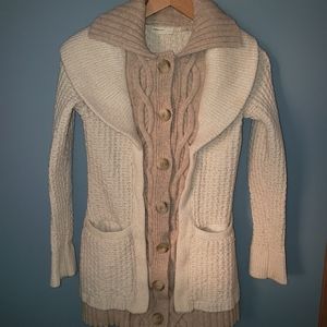 Anthropologie SLEEPING ON SNOW Cardigan Cableknit Chunky Wool Blend Knit Sz S